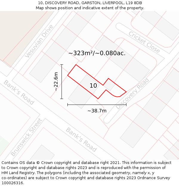 10, DISCOVERY ROAD, GARSTON, LIVERPOOL, L19 8DB: Plot and title map