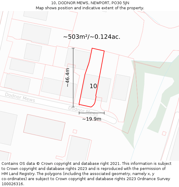 10, DODNOR MEWS, NEWPORT, PO30 5JN: Plot and title map