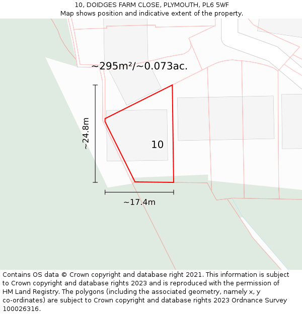 10, DOIDGES FARM CLOSE, PLYMOUTH, PL6 5WF: Plot and title map