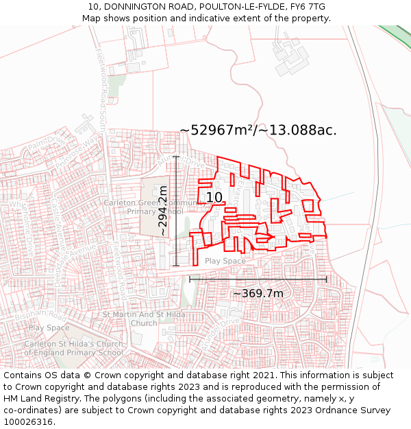 10, DONNINGTON ROAD, POULTON-LE-FYLDE, FY6 7TG: Plot and title map