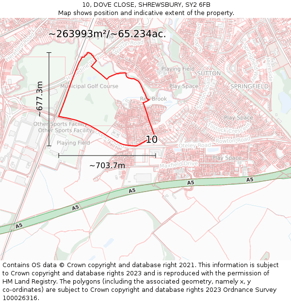 10, DOVE CLOSE, SHREWSBURY, SY2 6FB: Plot and title map