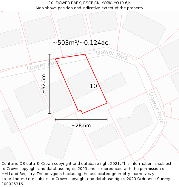 10, DOWER PARK, ESCRICK, YORK, YO19 6JN: Plot and title map