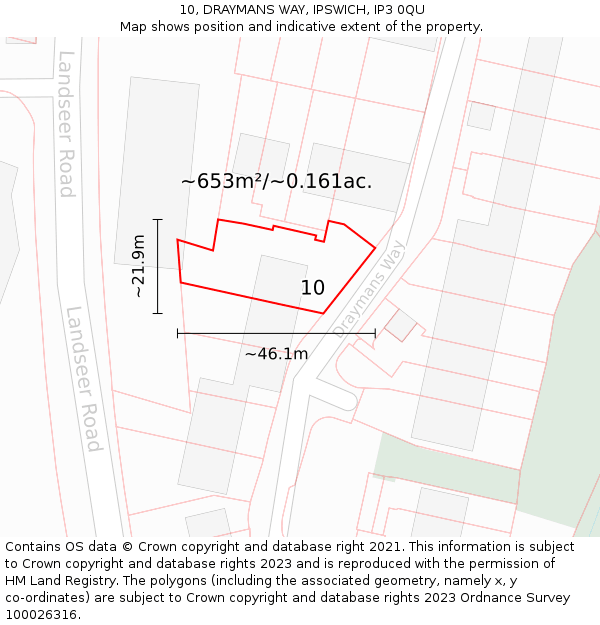 10, DRAYMANS WAY, IPSWICH, IP3 0QU: Plot and title map