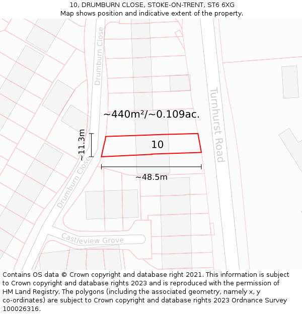 10, DRUMBURN CLOSE, STOKE-ON-TRENT, ST6 6XG: Plot and title map