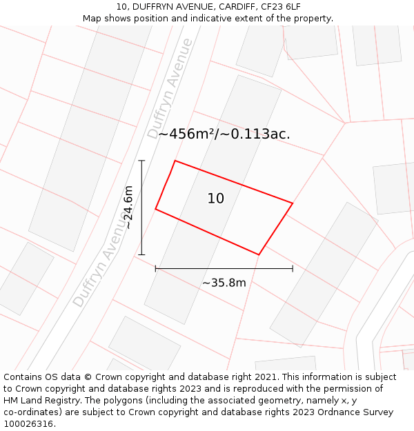 10, DUFFRYN AVENUE, CARDIFF, CF23 6LF: Plot and title map