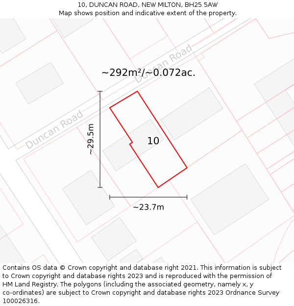 10, DUNCAN ROAD, NEW MILTON, BH25 5AW: Plot and title map