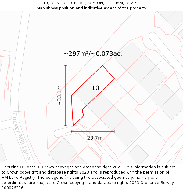 10, DUNCOTE GROVE, ROYTON, OLDHAM, OL2 6LL: Plot and title map