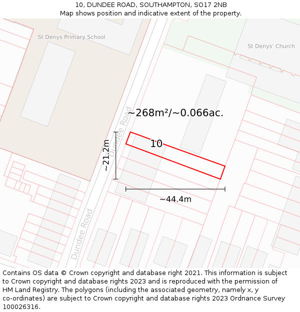 10, DUNDEE ROAD, SOUTHAMPTON, SO17 2NB: Plot and title map