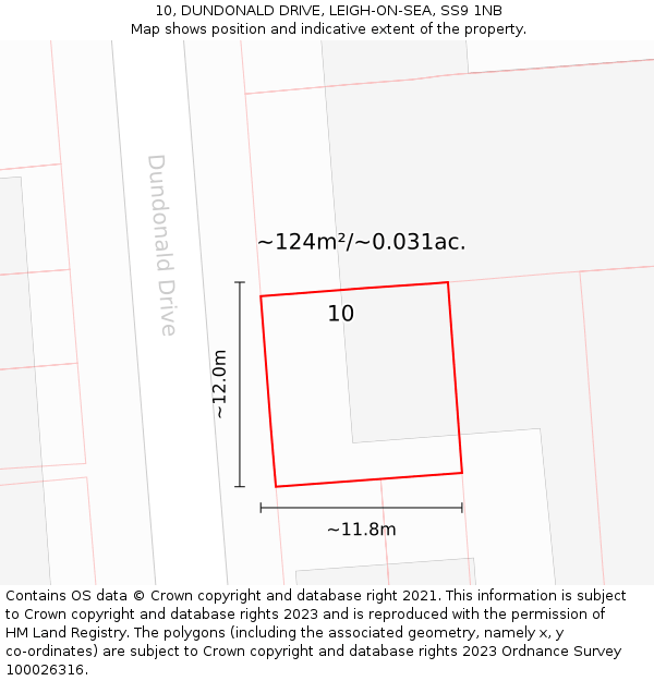 10, DUNDONALD DRIVE, LEIGH-ON-SEA, SS9 1NB: Plot and title map