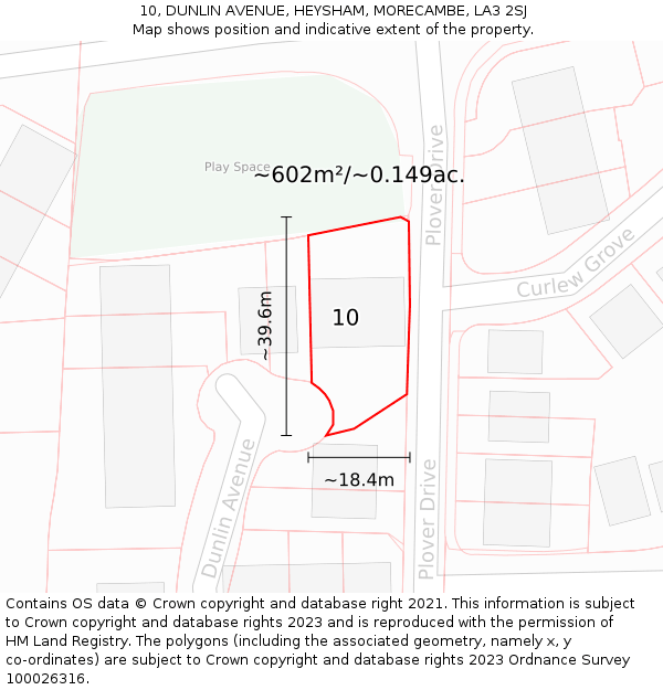 10, DUNLIN AVENUE, HEYSHAM, MORECAMBE, LA3 2SJ: Plot and title map