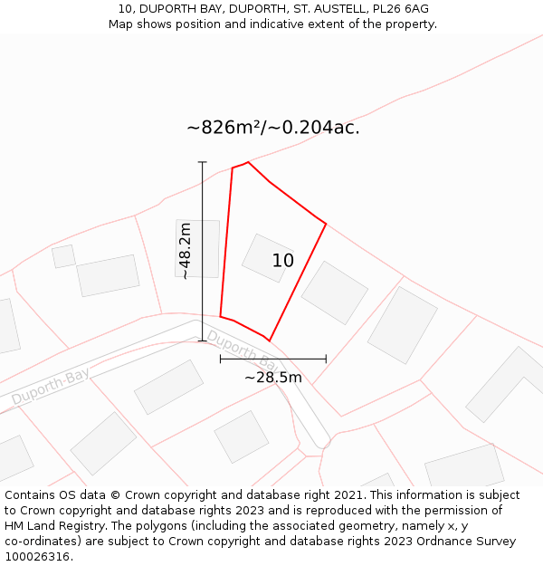 10, DUPORTH BAY, DUPORTH, ST. AUSTELL, PL26 6AG: Plot and title map