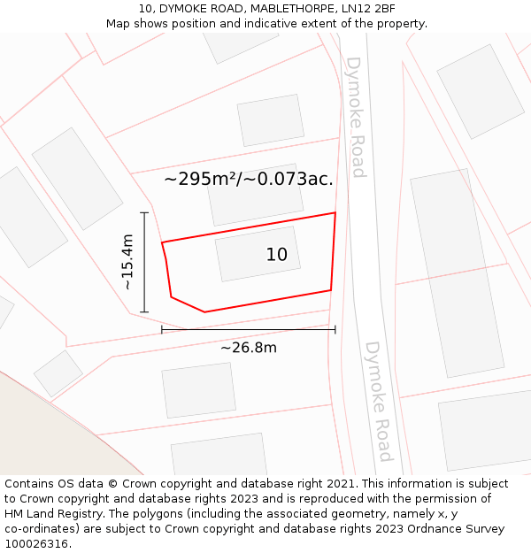 10, DYMOKE ROAD, MABLETHORPE, LN12 2BF: Plot and title map