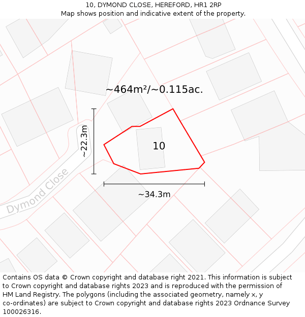 10, DYMOND CLOSE, HEREFORD, HR1 2RP: Plot and title map