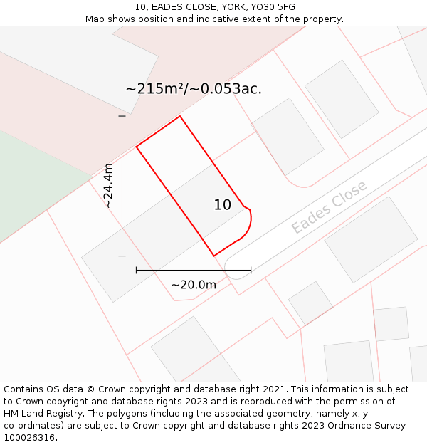 10, EADES CLOSE, YORK, YO30 5FG: Plot and title map