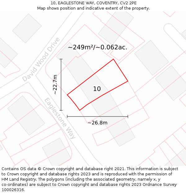 10, EAGLESTONE WAY, COVENTRY, CV2 2PE: Plot and title map