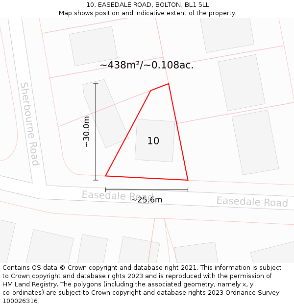 10, EASEDALE ROAD, BOLTON, BL1 5LL: Plot and title map