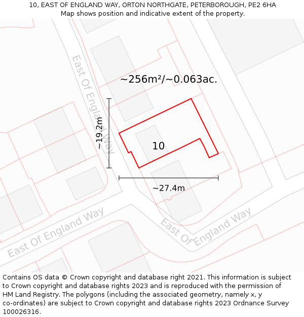 10, EAST OF ENGLAND WAY, ORTON NORTHGATE, PETERBOROUGH, PE2 6HA: Plot and title map