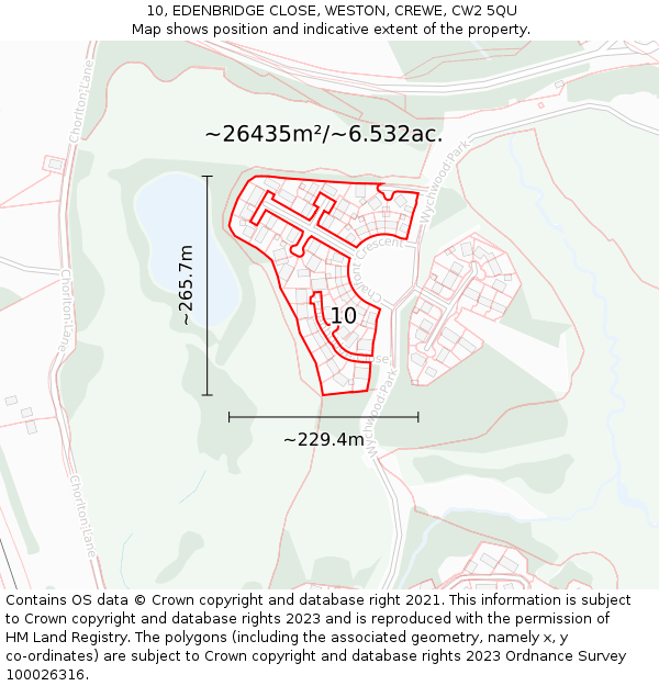 10, EDENBRIDGE CLOSE, WESTON, CREWE, CW2 5QU: Plot and title map