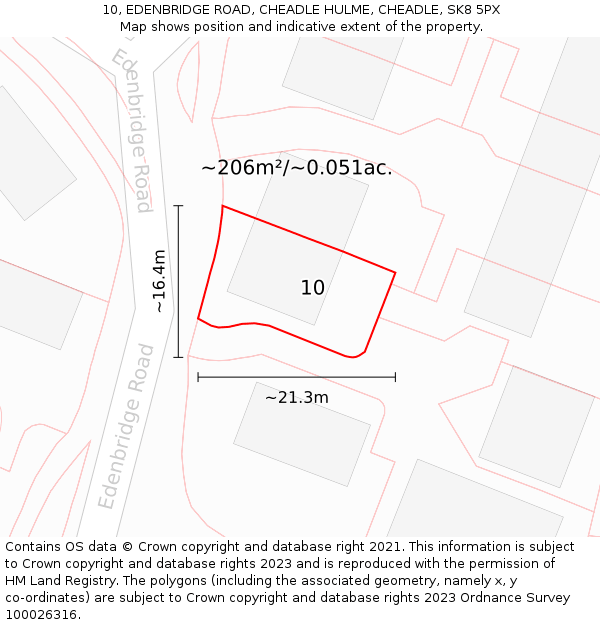 10, EDENBRIDGE ROAD, CHEADLE HULME, CHEADLE, SK8 5PX: Plot and title map