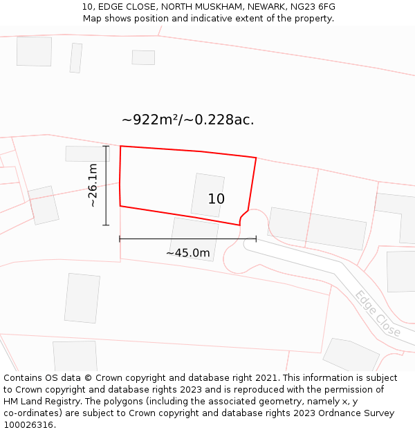 10, EDGE CLOSE, NORTH MUSKHAM, NEWARK, NG23 6FG: Plot and title map