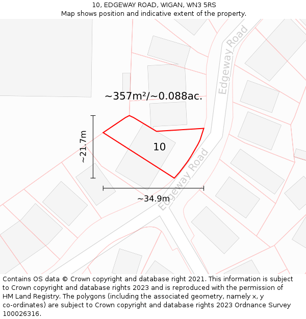 10, EDGEWAY ROAD, WIGAN, WN3 5RS: Plot and title map