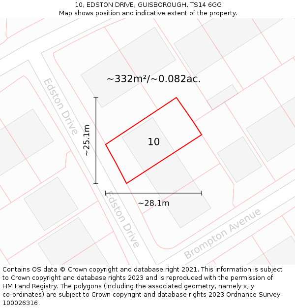 10, EDSTON DRIVE, GUISBOROUGH, TS14 6GG: Plot and title map