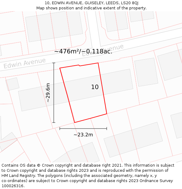 10, EDWIN AVENUE, GUISELEY, LEEDS, LS20 8QJ: Plot and title map