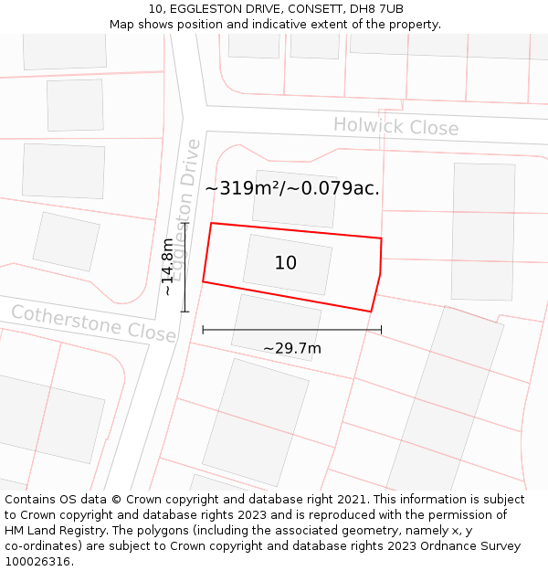 10, EGGLESTON DRIVE, CONSETT, DH8 7UB: Plot and title map