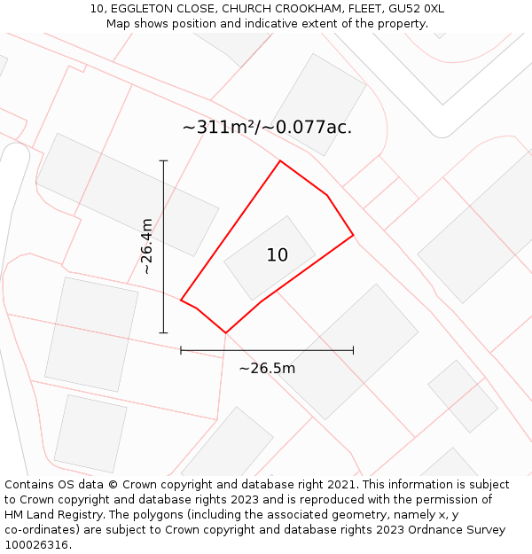 10, EGGLETON CLOSE, CHURCH CROOKHAM, FLEET, GU52 0XL: Plot and title map