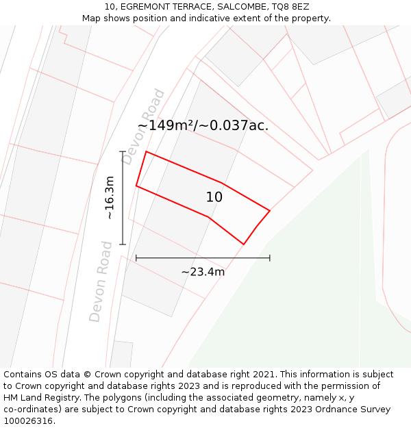 10, EGREMONT TERRACE, SALCOMBE, TQ8 8EZ: Plot and title map