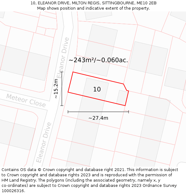 10, ELEANOR DRIVE, MILTON REGIS, SITTINGBOURNE, ME10 2EB: Plot and title map