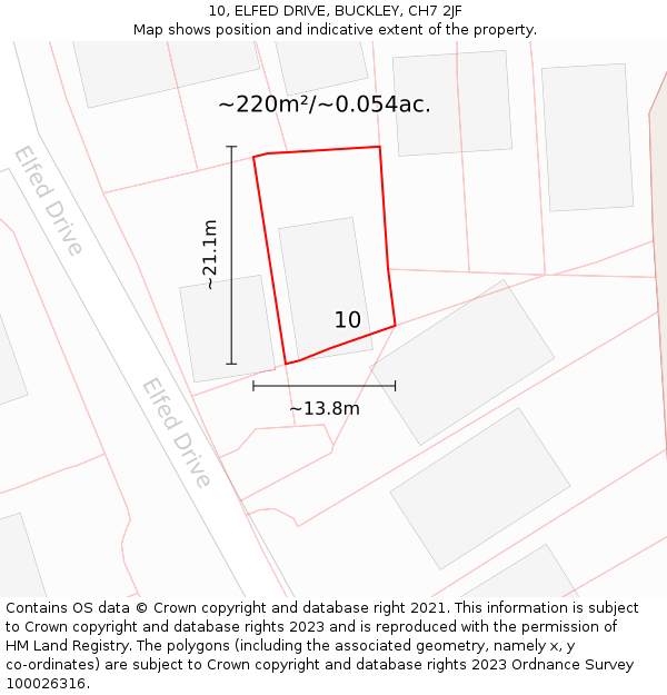 10, ELFED DRIVE, BUCKLEY, CH7 2JF: Plot and title map