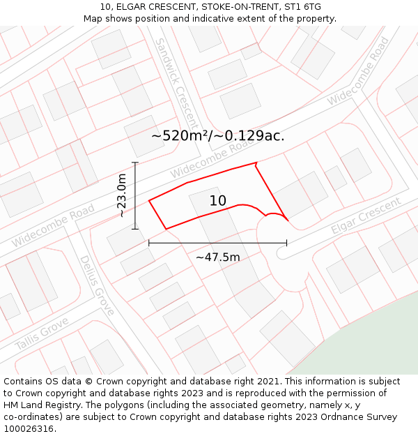 10, ELGAR CRESCENT, STOKE-ON-TRENT, ST1 6TG: Plot and title map