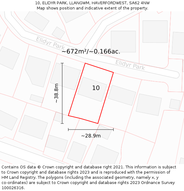 10, ELIDYR PARK, LLANGWM, HAVERFORDWEST, SA62 4NW: Plot and title map