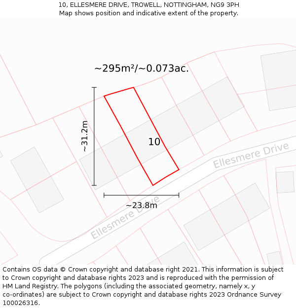 10, ELLESMERE DRIVE, TROWELL, NOTTINGHAM, NG9 3PH: Plot and title map