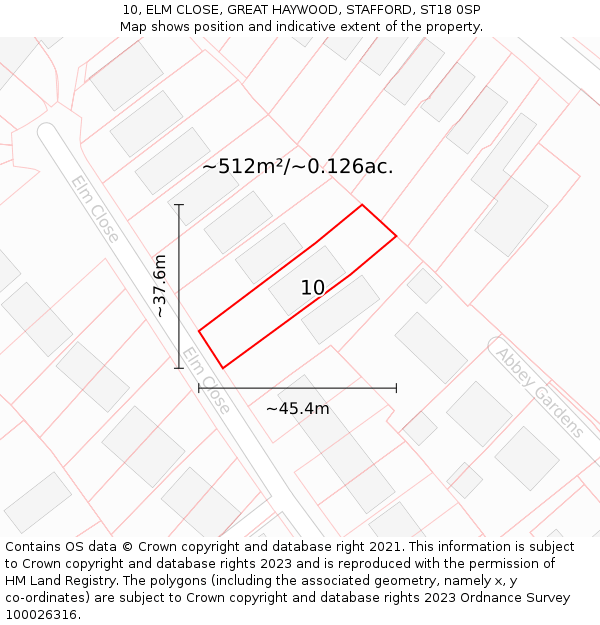 10, ELM CLOSE, GREAT HAYWOOD, STAFFORD, ST18 0SP: Plot and title map