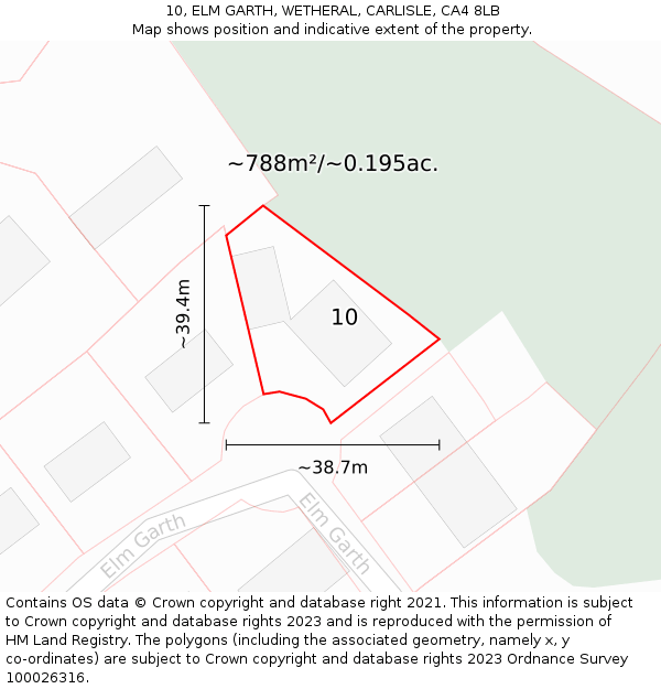 10, ELM GARTH, WETHERAL, CARLISLE, CA4 8LB: Plot and title map