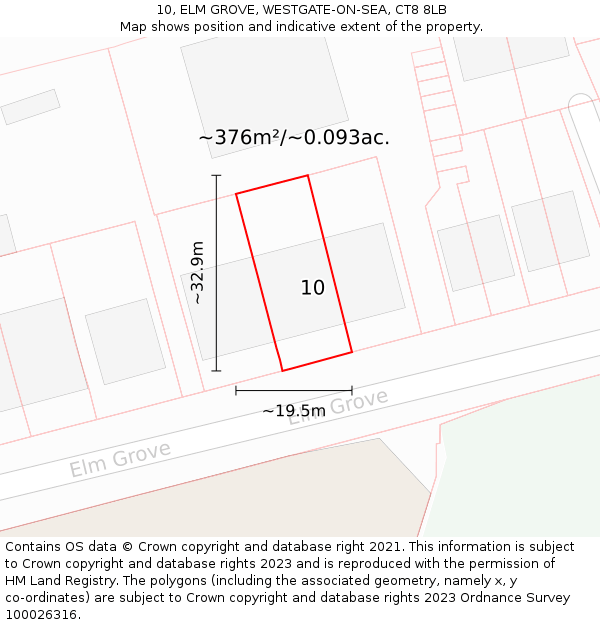 10, ELM GROVE, WESTGATE-ON-SEA, CT8 8LB: Plot and title map