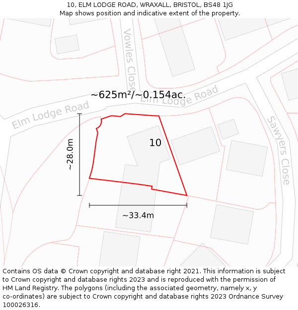 10, ELM LODGE ROAD, WRAXALL, BRISTOL, BS48 1JG: Plot and title map