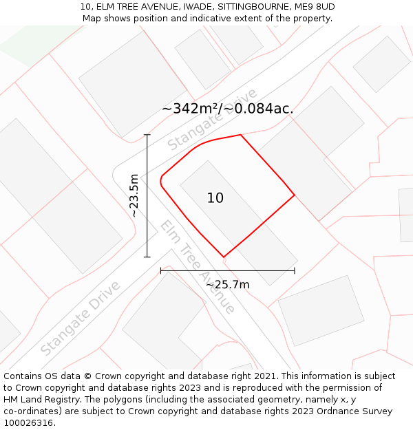 10, ELM TREE AVENUE, IWADE, SITTINGBOURNE, ME9 8UD: Plot and title map