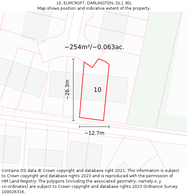 10, ELMCROFT, DARLINGTON, DL1 3EL: Plot and title map