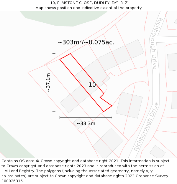 10, ELMSTONE CLOSE, DUDLEY, DY1 3LZ: Plot and title map