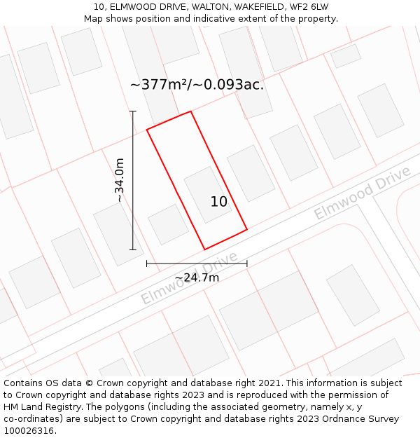 10, ELMWOOD DRIVE, WALTON, WAKEFIELD, WF2 6LW: Plot and title map