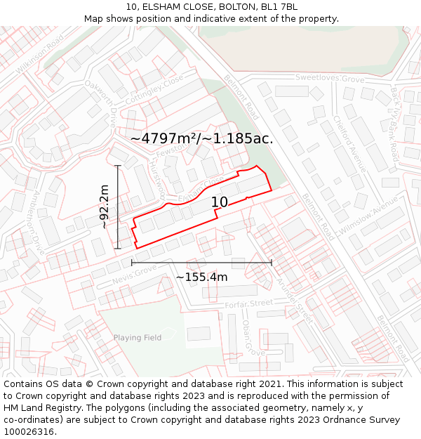 10, ELSHAM CLOSE, BOLTON, BL1 7BL: Plot and title map