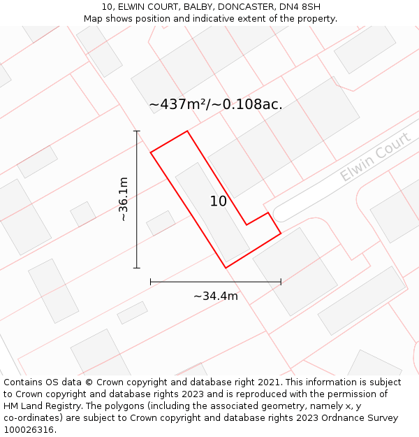 10, ELWIN COURT, BALBY, DONCASTER, DN4 8SH: Plot and title map