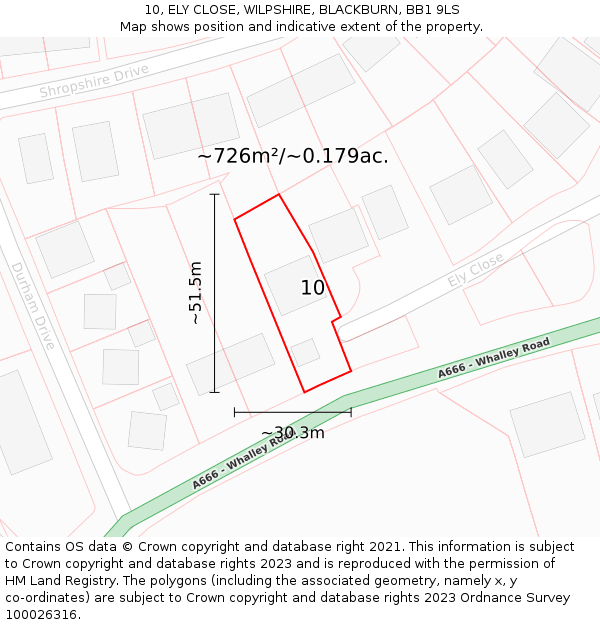 10, ELY CLOSE, WILPSHIRE, BLACKBURN, BB1 9LS: Plot and title map