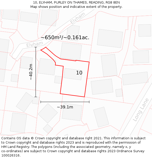 10, ELYHAM, PURLEY ON THAMES, READING, RG8 8EN: Plot and title map