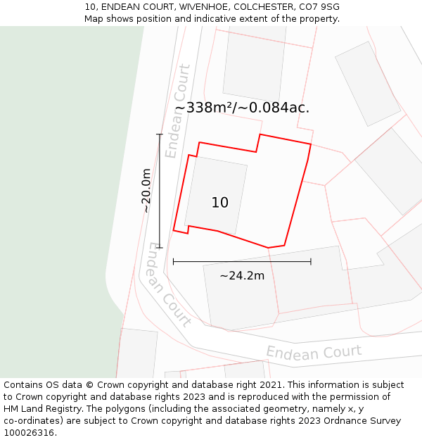 10, ENDEAN COURT, WIVENHOE, COLCHESTER, CO7 9SG: Plot and title map