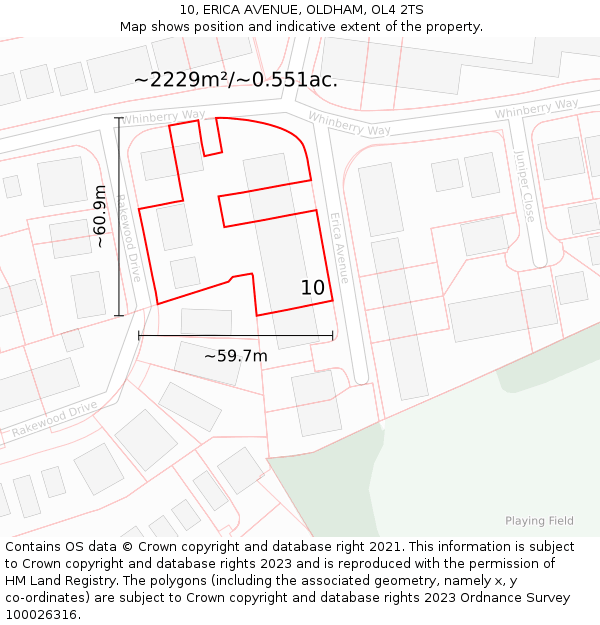 10, ERICA AVENUE, OLDHAM, OL4 2TS: Plot and title map