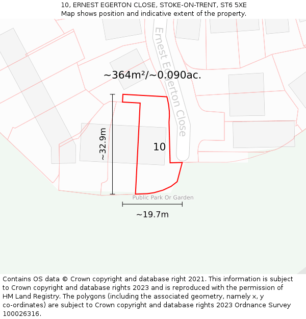 10, ERNEST EGERTON CLOSE, STOKE-ON-TRENT, ST6 5XE: Plot and title map